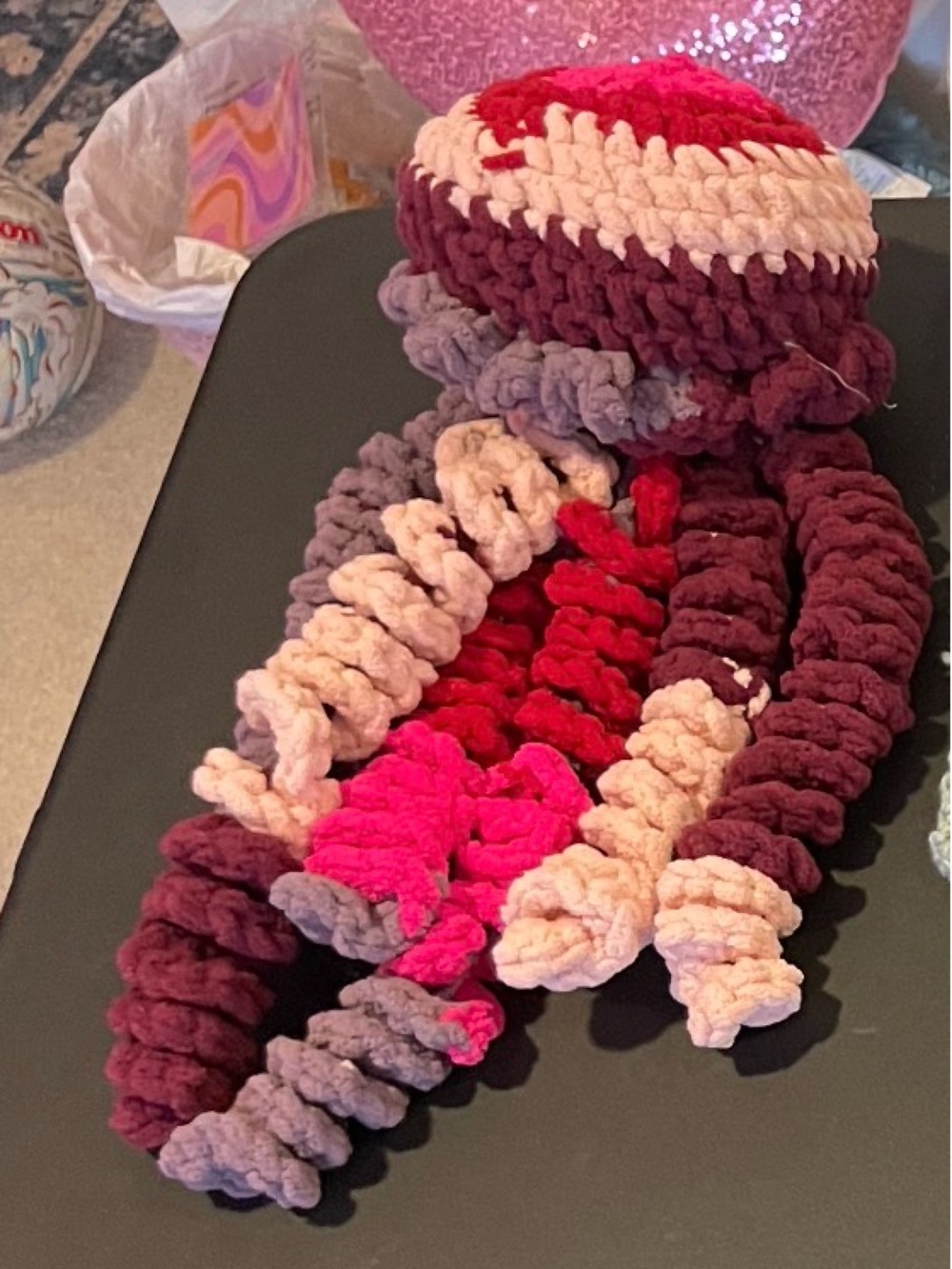 Crochet jellyfish - Pink, Red, Mauve